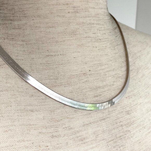 Sterling Silver 925 TJC 5MM Polished Flat Herringbone Chain Necklace 18" 14g - Picture 11 of 16